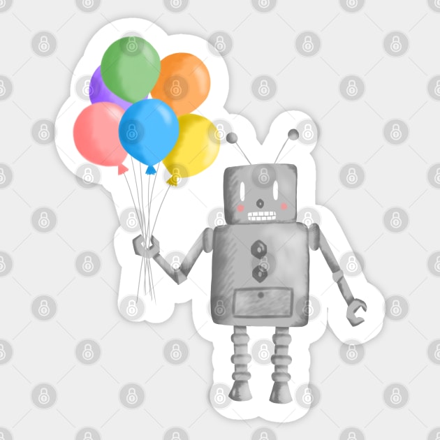Robot Balloons Sticker by Lizzamour